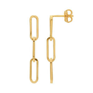 EARRINGS 14/20GF 30.5MM 3 LINK FLT PAPERCLIP